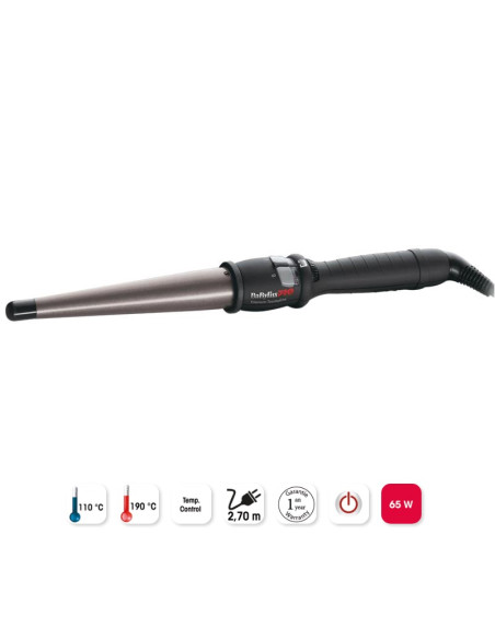 BABYLISSPRO TENACILLA CONICA 25-13MM TITANIO-TURMALINA