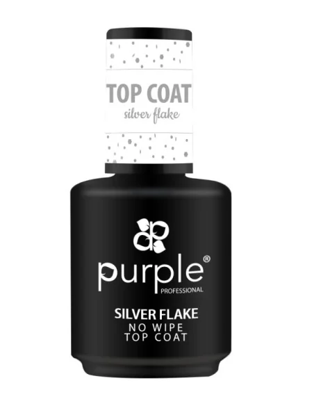 ***PURPLE SILVER FLAKE NO WIPE TOP COAT 15ML***