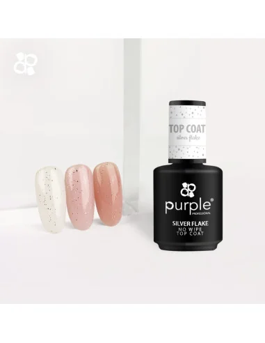 ***PURPLE SILVER FLAKE NO WIPE TOP COAT 15ML***