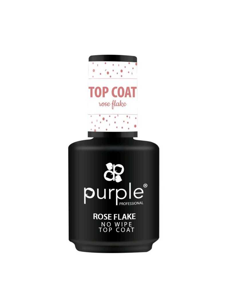 PURPLE ROSE FLAKE NO WIPE TOP COAT 15ML|Mathiss