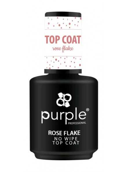 PURPLE ROSE FLAKE NO WIPE TOP COAT 15ML|Mathiss