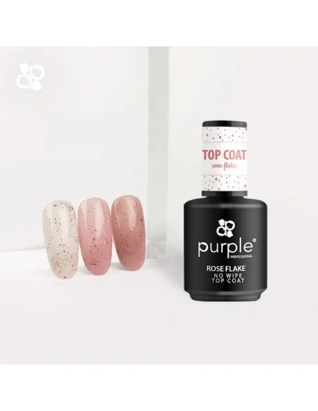 ***PURPLE ROSE FLAKE NO WIPE TOP COAT 15ML***