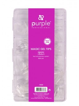 PURPLE CAJA MAGIC GEL TIPS SQUARE MEDIUM 504UDS|Mathiss