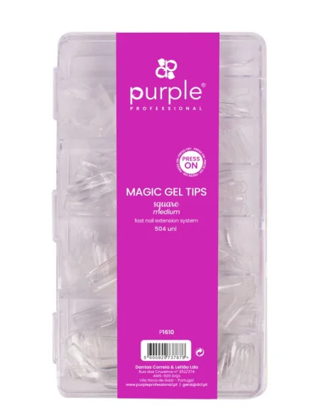 PURPLE CAJA MAGIC GEL TIPS SQUARE MEDIUM 504UDS