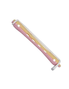 EUROSTIL BIGUDI PLASTICO LARGO AMAR.-ROSA BOLSA 12UDS