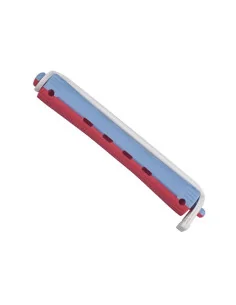 EUROSTIL BIGUDI PLASTICO LARGO AZUL-ROJO BOLSA 12UDS