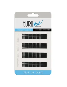 EUROSTIL CLIPS ONDULADOS 7CM NEGROS CARTON 24UDS