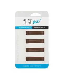 EUROSTIL CLIPS LISOS 5CM MARRON MATE ANTID CARTON 12UDS