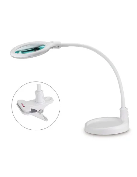 POLLIE LUPA ESTETICA FLEXO SOBREMESA Y PINZA 5 DIOP LUZ LED
