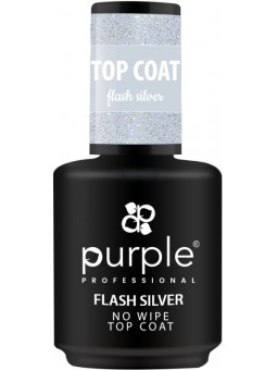 PURPLE FLASH SILVER NO WIPE TOP COAT 15ML|Mathiss