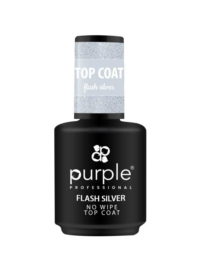 PURPLE FLASH SILVER NO WIPE TOP COAT 15ML|Mathiss