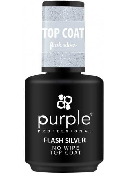 PURPLE FLASH SILVER NO WIPE TOP COAT 15ML|Mathiss