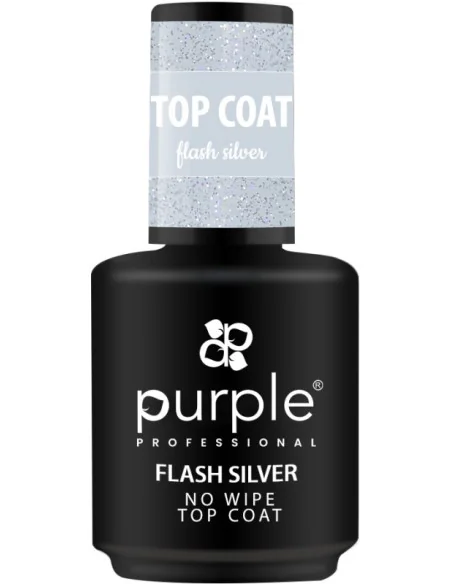 ***PURPLE FLASH SILVER NO WIPE TOP COAT 15ML***