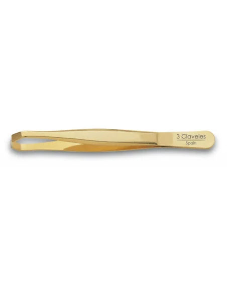 3 Claveles Pinza Depilar Dorada Punta Cangrejo 9cm