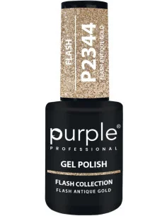 PURPLE GEL POLISH COLOR FLASH ANTIQUE GOLD 10ML