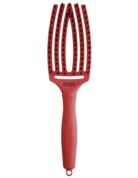 OLIVIA GARDEN FINGERBRUSH BOAR & NYLON MEDIUM RED CONFIDENCE