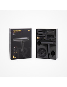 JRL PACK SECADOR FORTE PRO + CEPILLO REDONDO + CEPILLO PALA ANTI ESTATICO