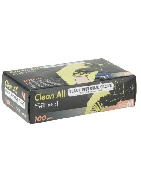 SIBEL CLEAN ALL GUANTES NITRILO NEGROS T/MEDIANA 100 UDS.