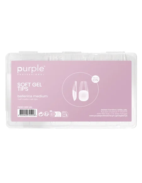 PURPLE SOFT GEL TIPS BALLERINA MEDIUM HALF MATTE 600UDS