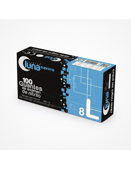 LUNA GUANTES NITRILO NEGROS T/GRANDE 100UDS