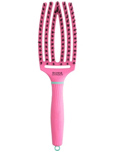 Olivia Garden Fingerbrush Boar & Nylon Medium Lollipop Pink