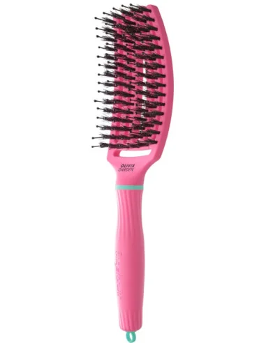 Olivia Garden Fingerbrush Boar & Nylon Medium Lollipop Pink