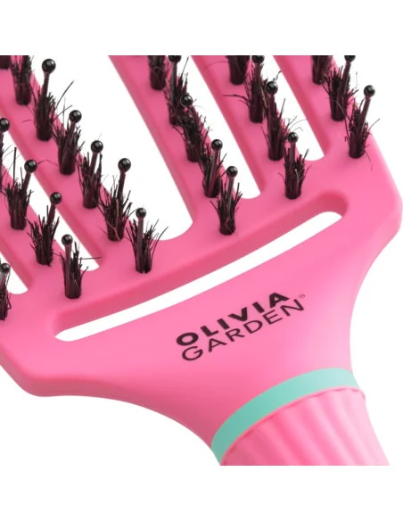 Olivia Garden Fingerbrush Boar & Nylon Medium Lollipop Pink