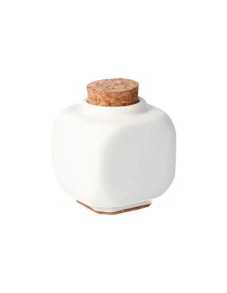 POLLIE RECIPIENTE CERAMICA BLANCA TAPON DE CORCHO