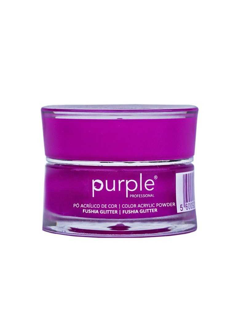 PURPLE POLVO ACRILICO DE COLOR FUSCHIA GLITTER 3,5GR|Mathiss