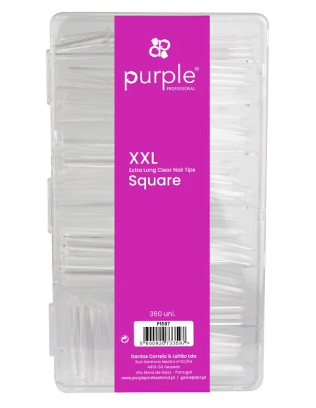 PURPLE XXL EXTRA LONG CLEAR NAIL TIPS SQUARE 360UDS