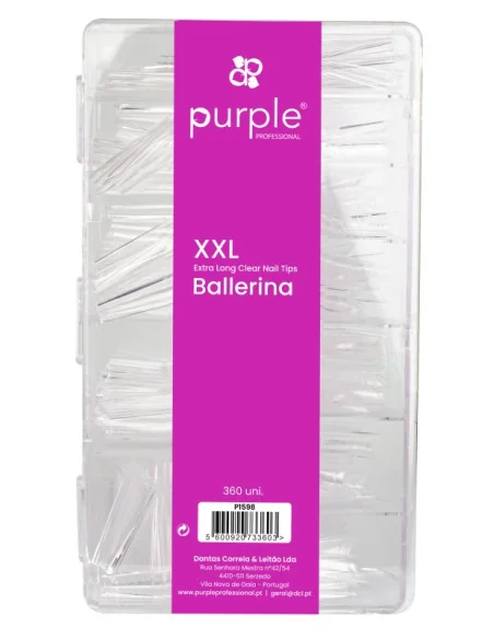 PURPLE XXL EXTRA LONG CLEAR NAIL BALLERINA 360UDS