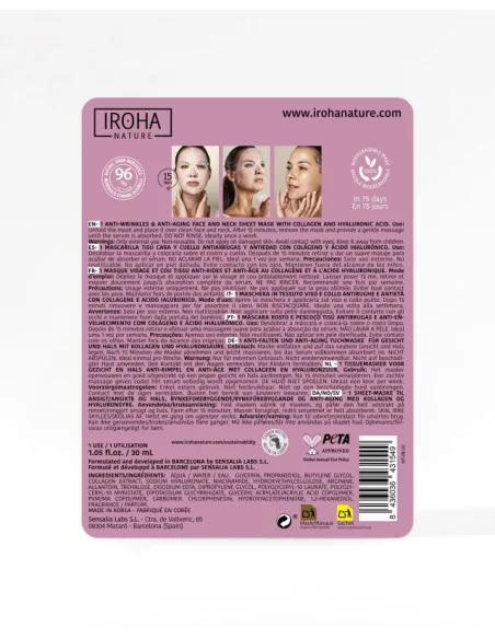 Iroha Anti-wrinkless & Anti-age Face & Neck Mask Collagen
