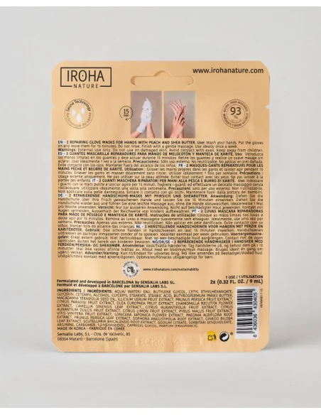 Iroha Repair Hand Mask Gloves Peach & Shea Butter