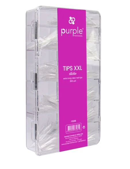 PURPLE XXL EXTRA LONG STILETTO CLEAR NAIL TIPS 360UDS