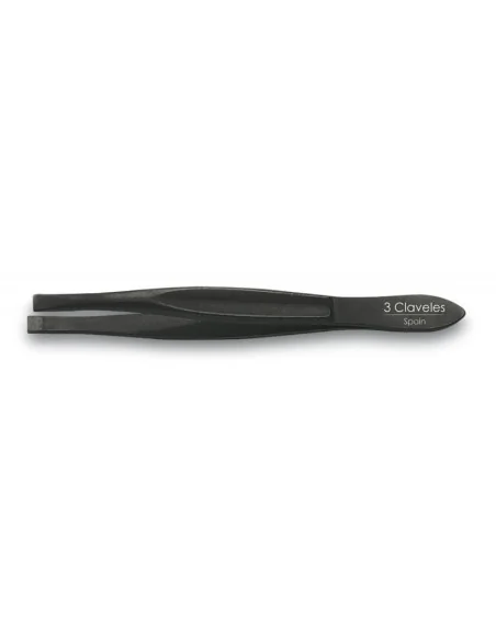 3 Claveles Pinza Depilar Estrecha Recta Negra 8cm