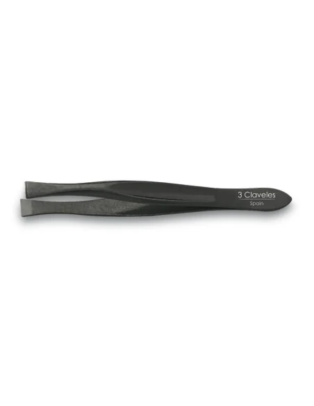 3 Claveles Pinza Depilar Ancha Recta Negra 80mm