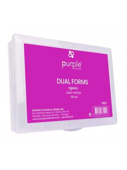 PURPLE DUAL FORMS SQUARE CLEAR NAIL TIPS 120UDS|Mathiss