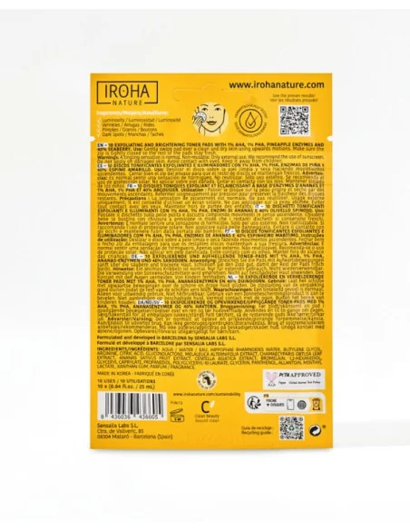 Iroha Exfoliating Toner 10 Pads | Mathiss Ibiza